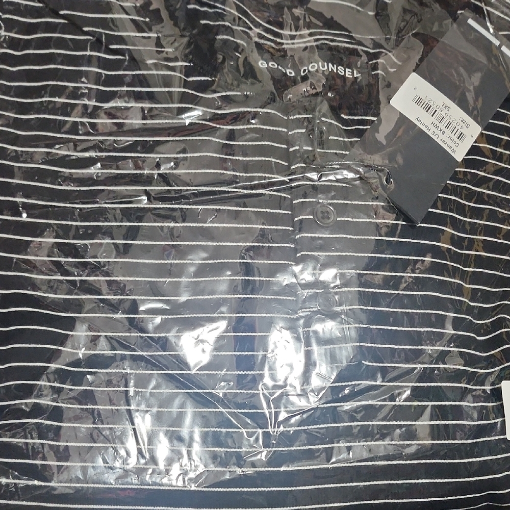 Good Counsel Black and White Striped Shirt